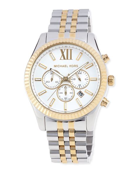 michael kors ladies two tone watch|Michael Kors lexington chronograph watch.